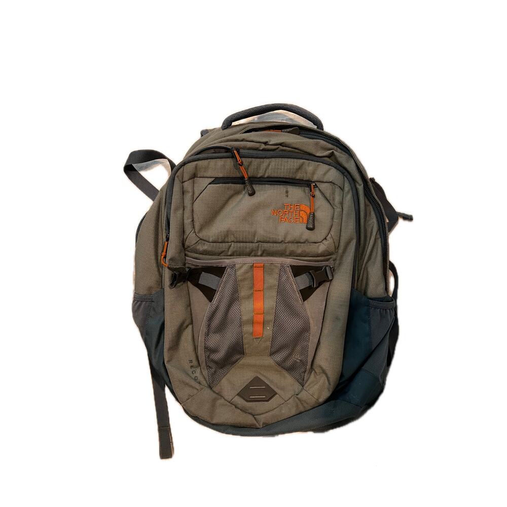 The North Face Recon Black Backpack Green Gray Orange